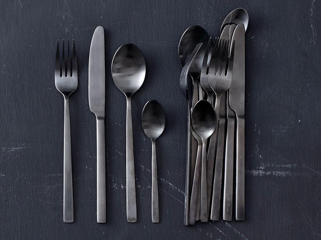 Besteckset 16-teilig, schwarz, Bitz