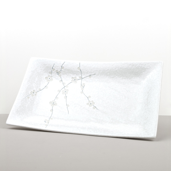 Servierteller WHITE BLOSSOM 33 x 19 cm, MIJ