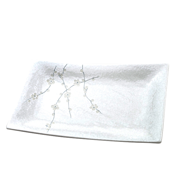 Servierteller WHITE BLOSSOM 33 x 19 cm, MIJ