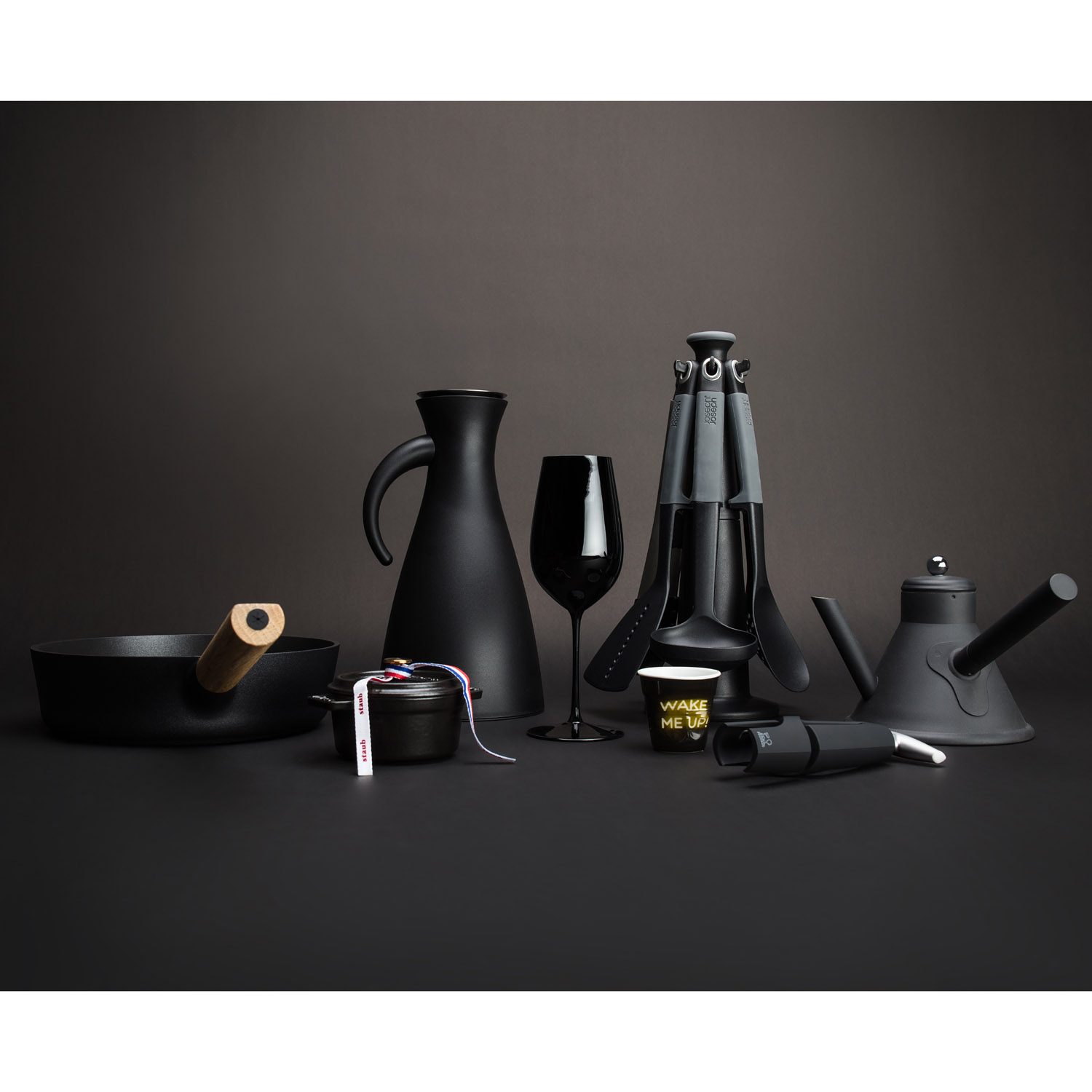 Utensilienset ELEVATE, mit Drehständer, schwarz, Joseph Joseph