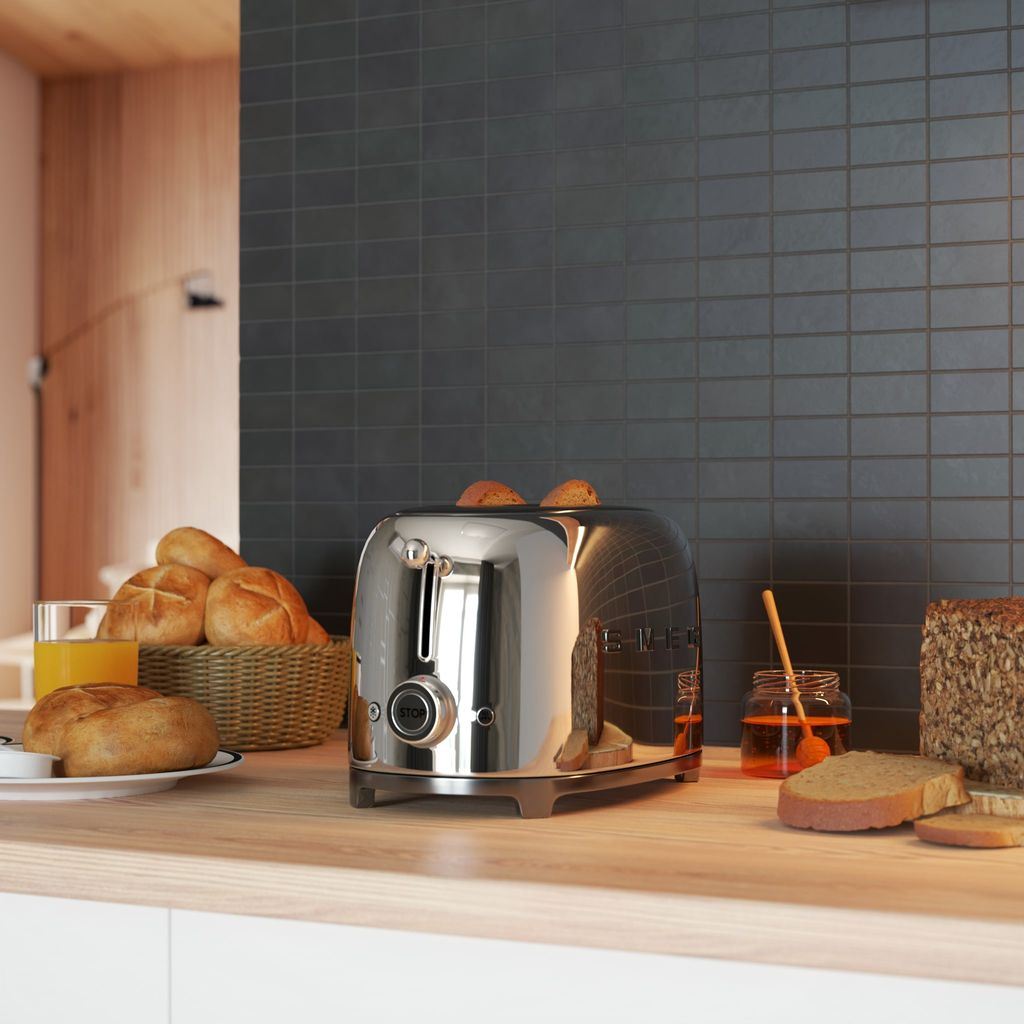 Toaster TSF01SSEU, 2 Scheiben, Chrom, Smeg