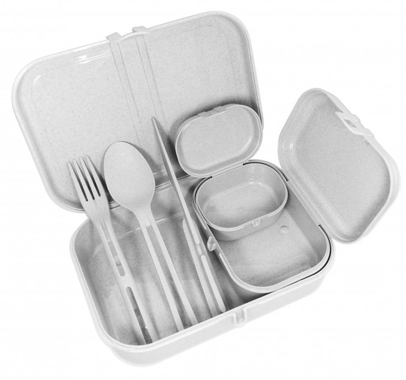 Lunchbox Set PASCAL READY, mit Reisebesteck, Organic Green, Koziol