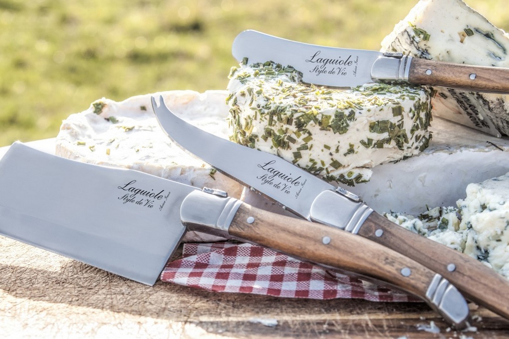 Käsemesser LAGUIOLE LUXURY, 3er-Set, Geschenkset, Olivenholz-Griff, Laguiole