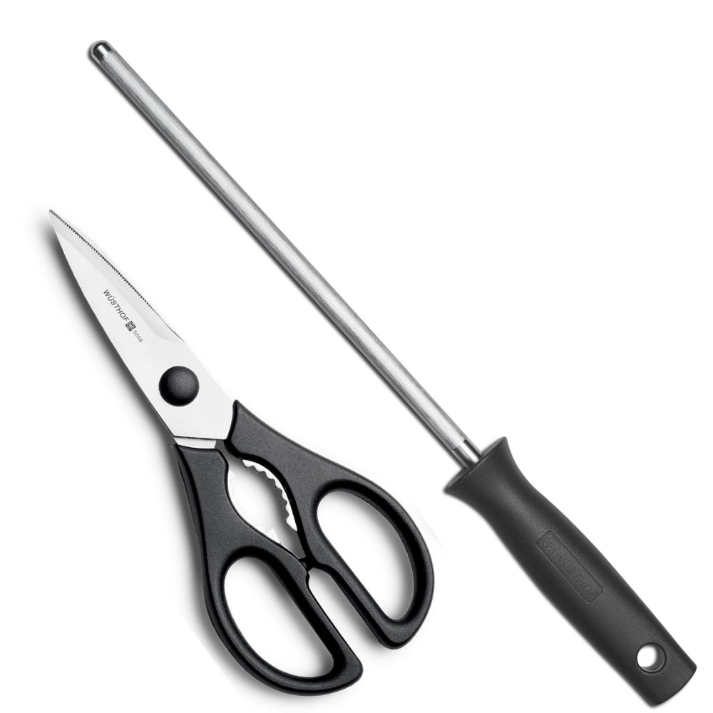 Messerblock Set CLASSIC, 10-teilig, mit Wetzstahl, Fleischgabel und Schere, Wüsthof