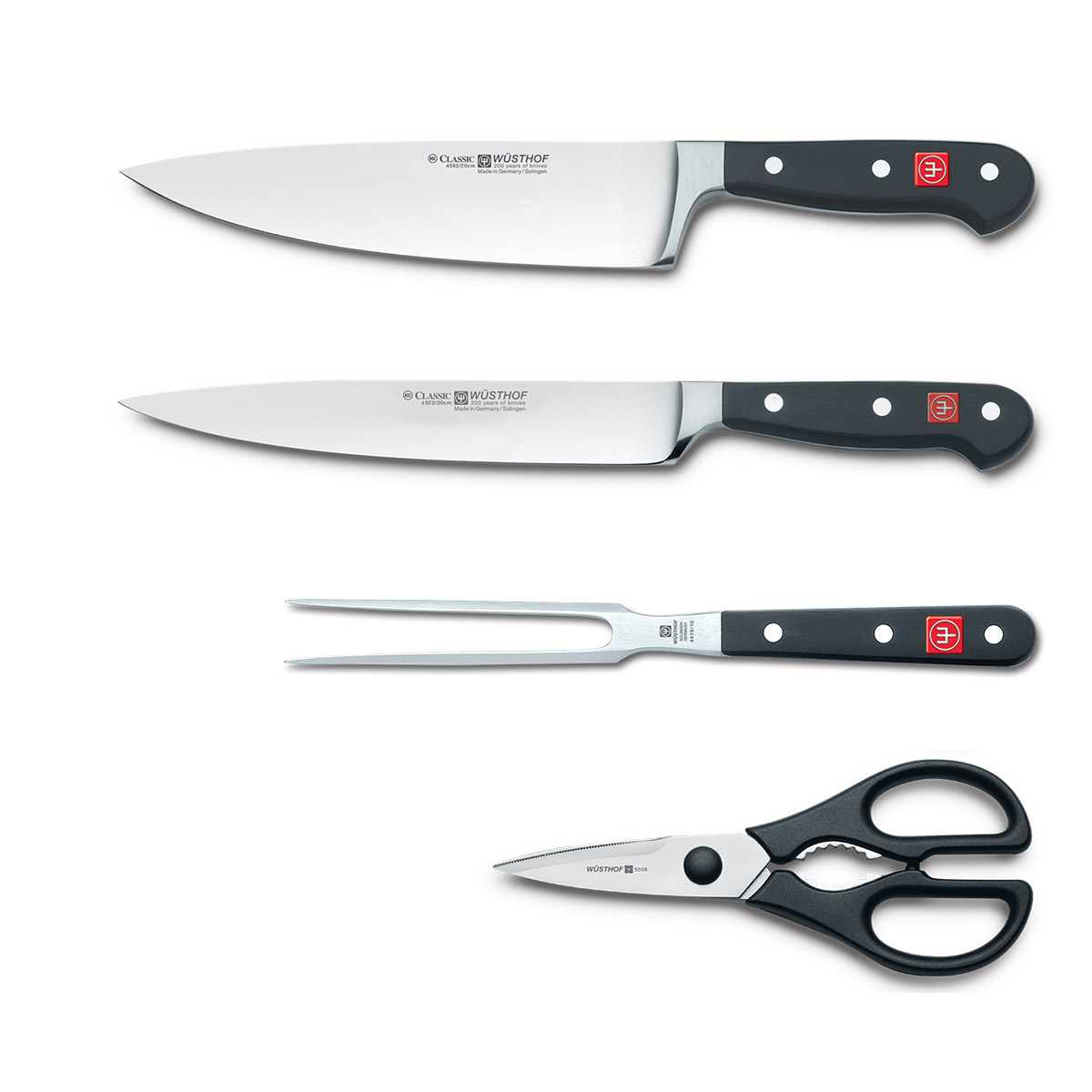 Messerblock Set CLASSIC, 10-teilig, mit Wetzstahl, Fleischgabel und Schere, Wüsthof