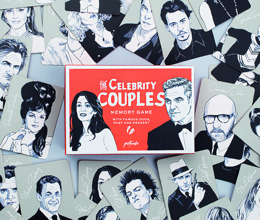 Memory Spiel CELEBRITY COUPLES, 50 Karten, Printworks
