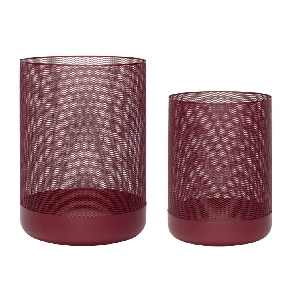 Aufbewahrungskorb EDGE, 2er-Set, 36 cm/44 cm, bordeauxrot, Eisen, Hübsch