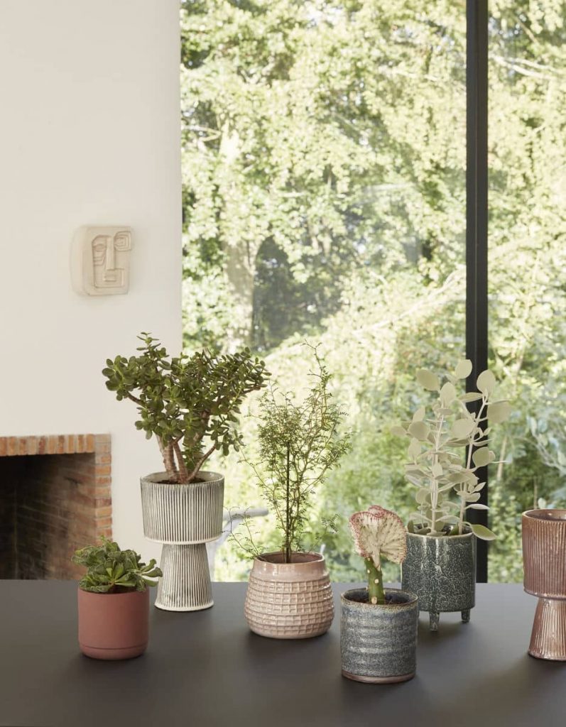 Blumentopf PLINTH, 2er-Set, grau, Keramik, Hübsch