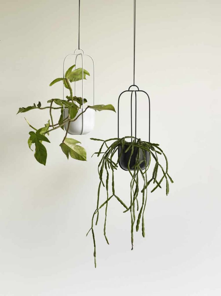 Hängetopf LOTUS 44 cm, 2er-Set, schwarz, Eisen, Hübsch