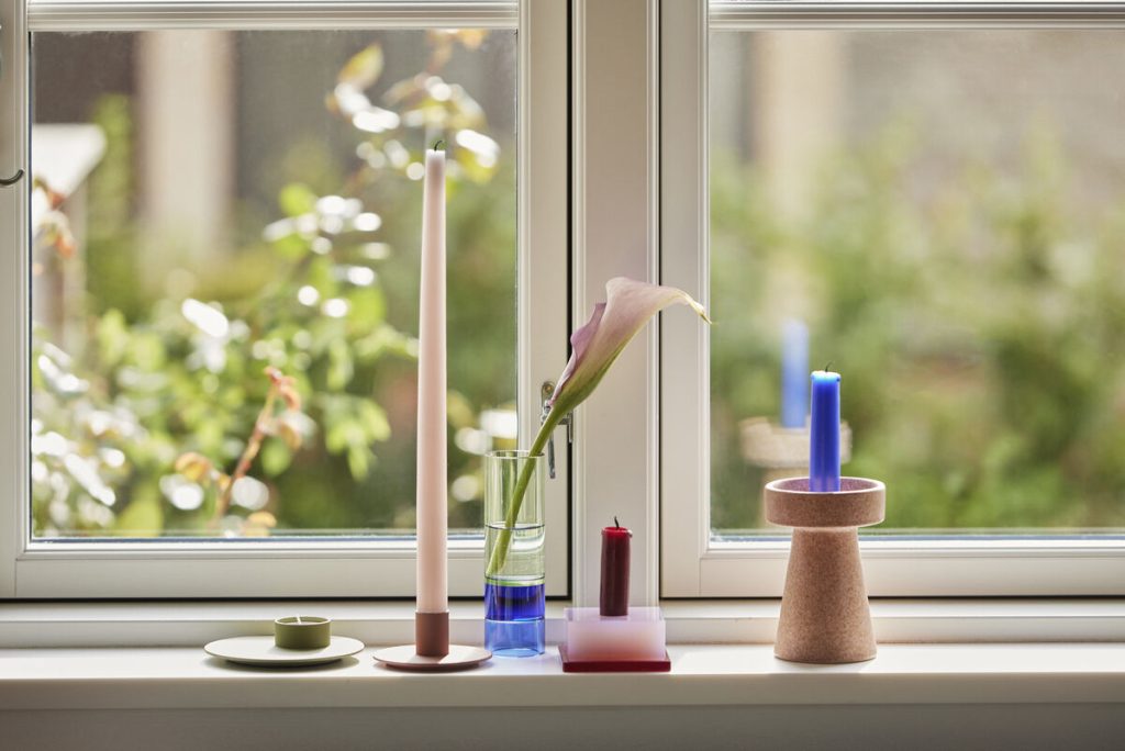 Vase/Teelichthalter ASTRO grün/blau, Glas, Hübsch
