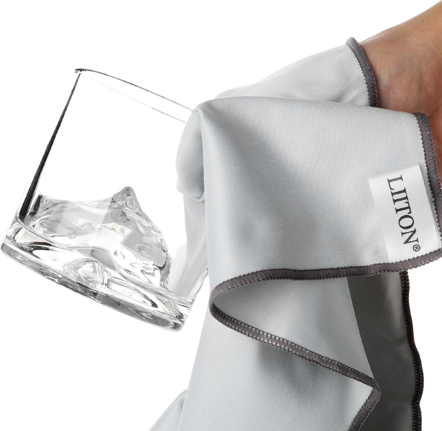 Poliertuch 31 x 50 cm, 2er-Set, grau, Mikrofaser, Litton