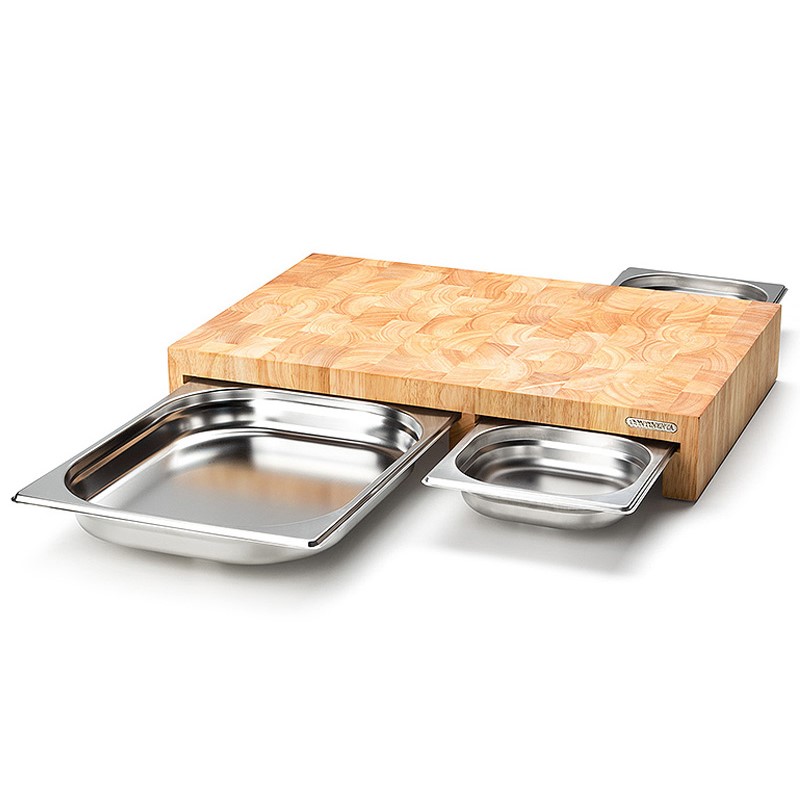 Schneidebrett 50 x 32,5 cm, mit Schubladen, braun, Holz, Continenta