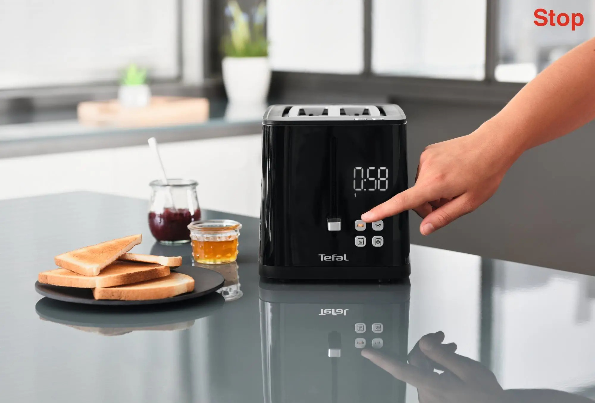 Toaster DIGITAL DISPLAY TT640810, 2 Scheiben, schwarz, Tefal