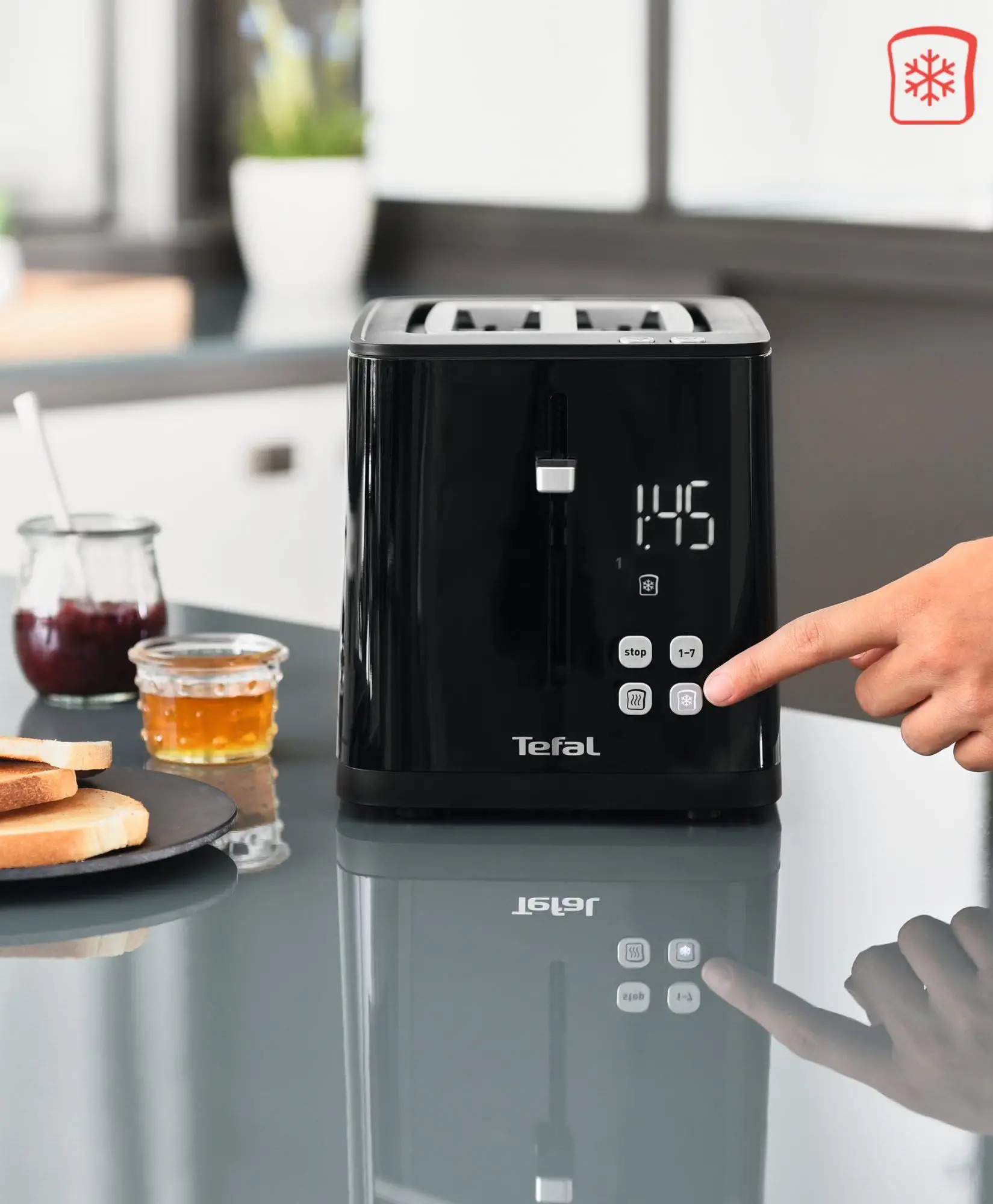 Toaster DIGITAL DISPLAY TT640810, 2 Scheiben, schwarz, Tefal