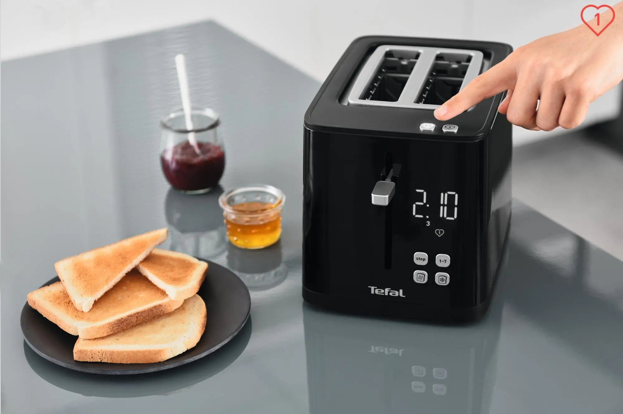 Toaster DIGITAL DISPLAY TT640810, 2 Scheiben, schwarz, Tefal