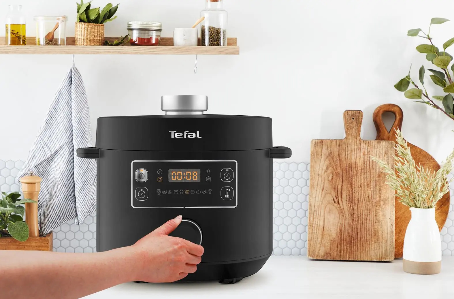 Schnellkochtopf elektrisch TURBO CUISINE CY754830, schwarz, Tefal