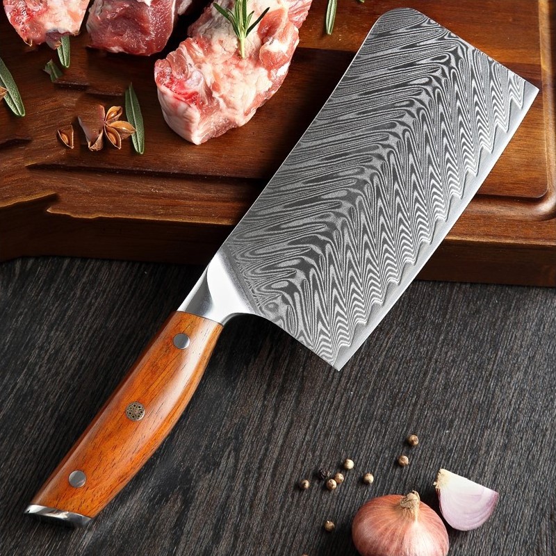 Chinesisches Kochmesser ROSE WOOD DAMASCUS 16,5 cm, Dellinger