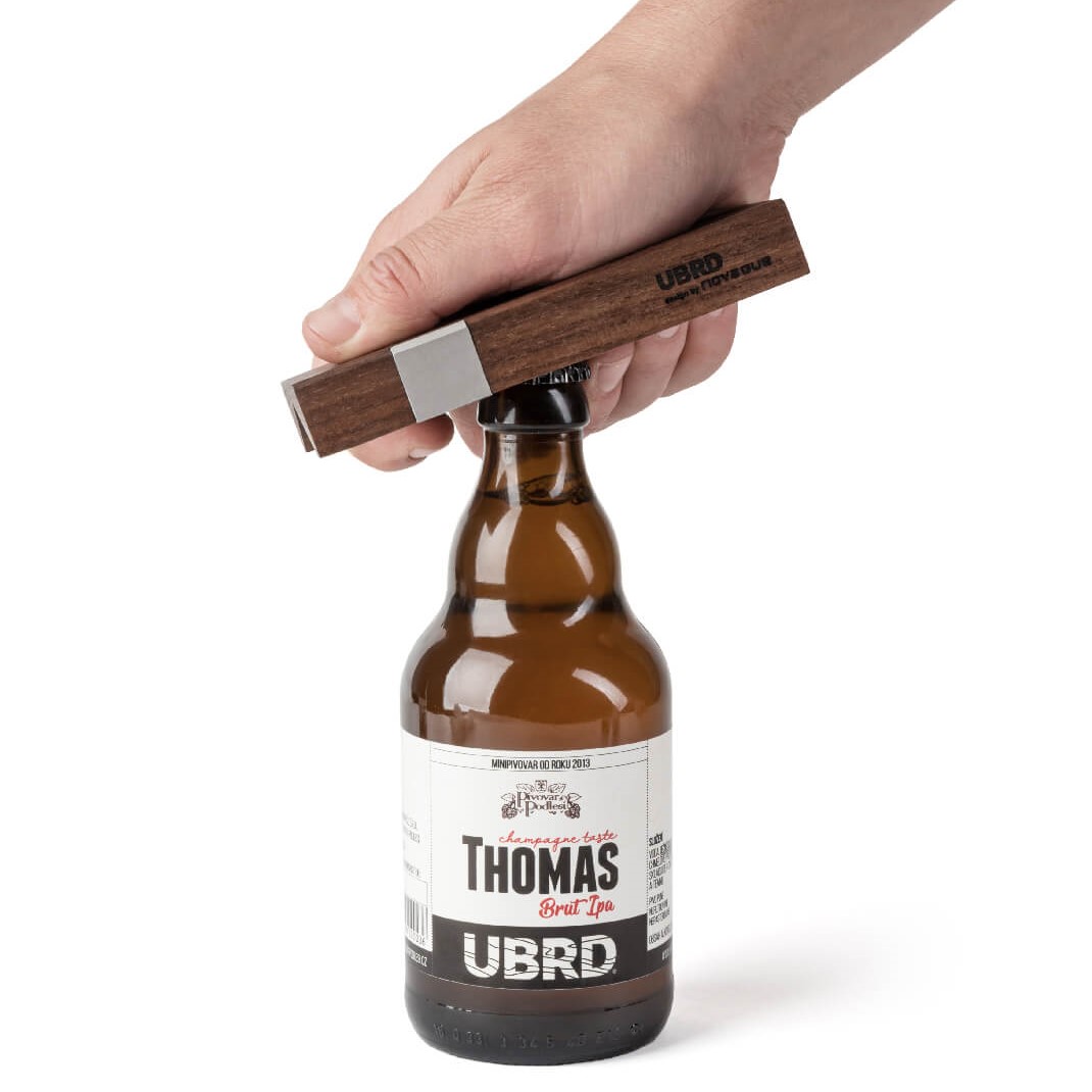 Flaschenöffner VOTVÍRÁK, Eiche, Stahl matt, UBRD