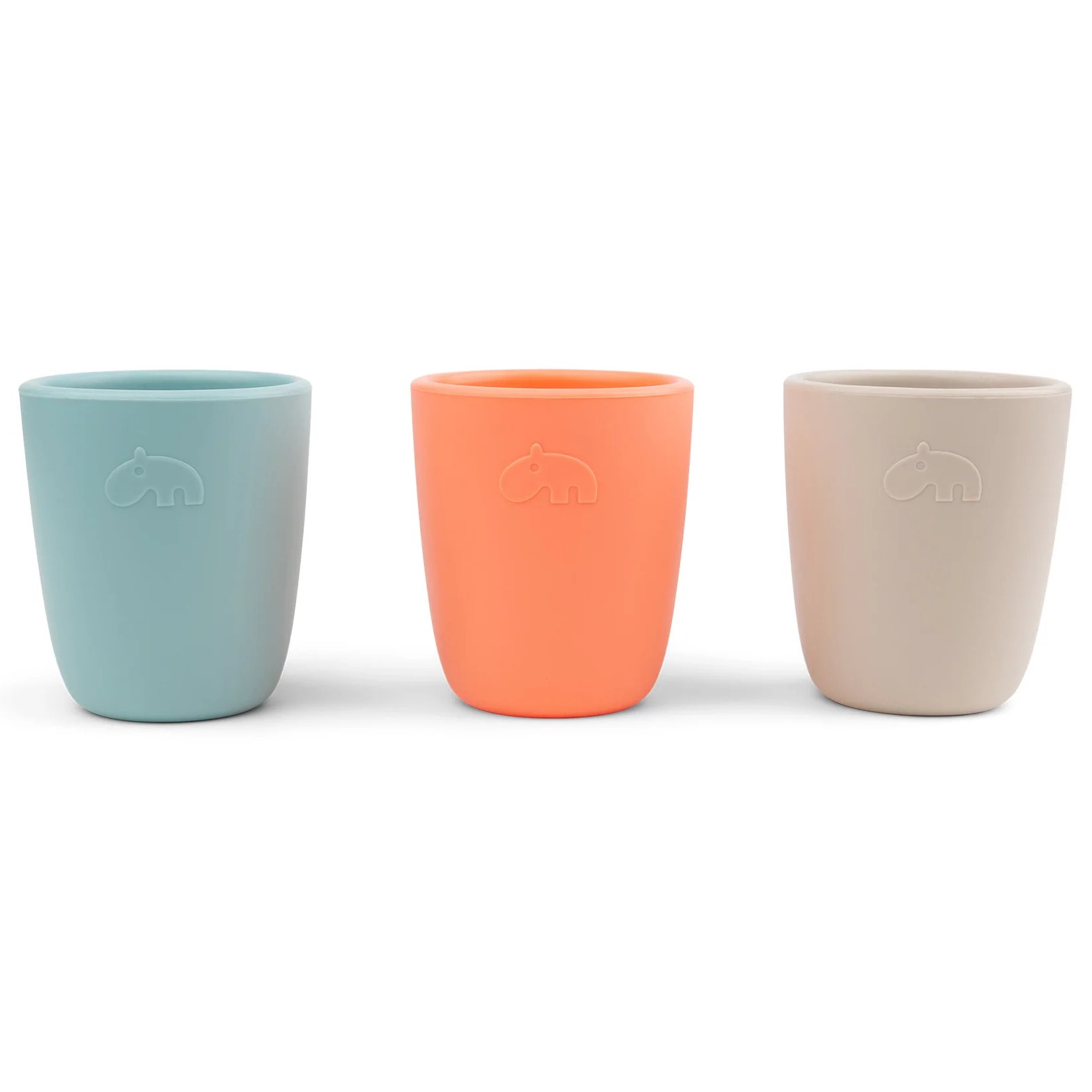 Kinderbecher, 3er-Set, 160 ml, blau/coral/beige, Silikon, Done by Deer