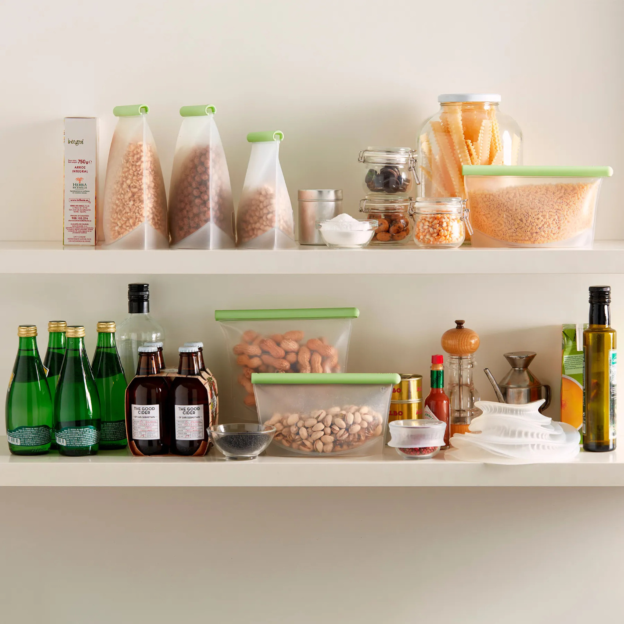 Lebensmittelbeutel, wiederverwendbar 1 l, grün, Lékué