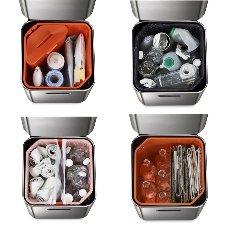 Abfalltrennungs- und Recyclingbehälter TOTEM COMPACT 30065 40 l, Graphit, Joseph Joseph