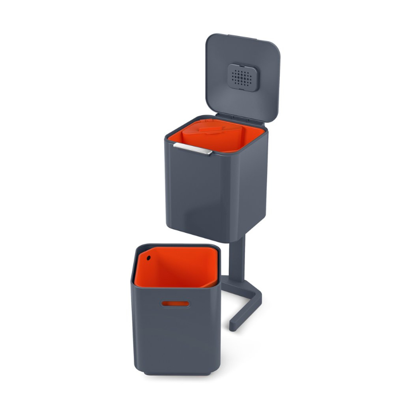 Abfalltrennungs- und Recyclingbehälter TOTEM COMPACT 30065 40 l, Graphit, Joseph Joseph