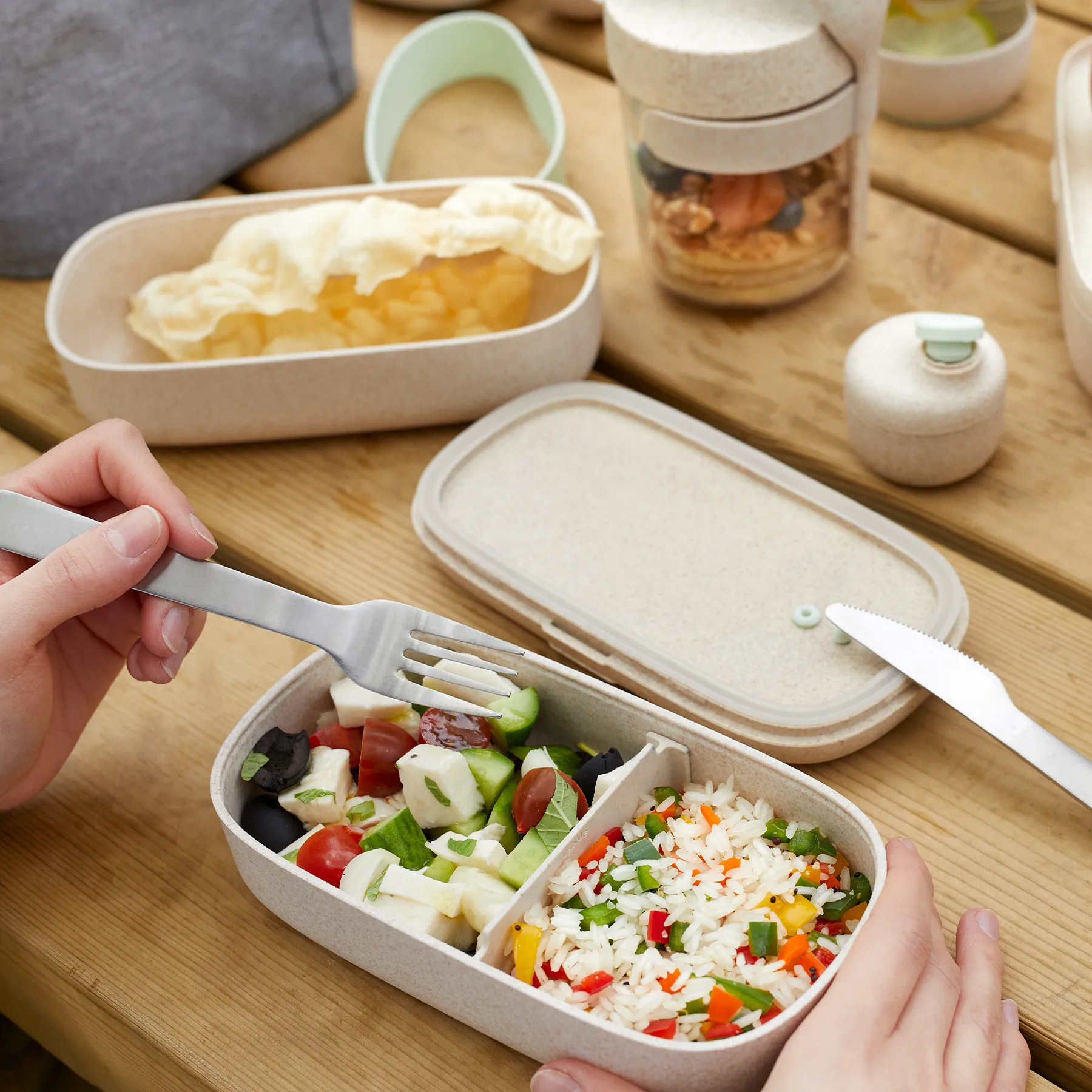 Lunchbox TO GO 2 x 500 ml, doppelt, cremig, Lékué