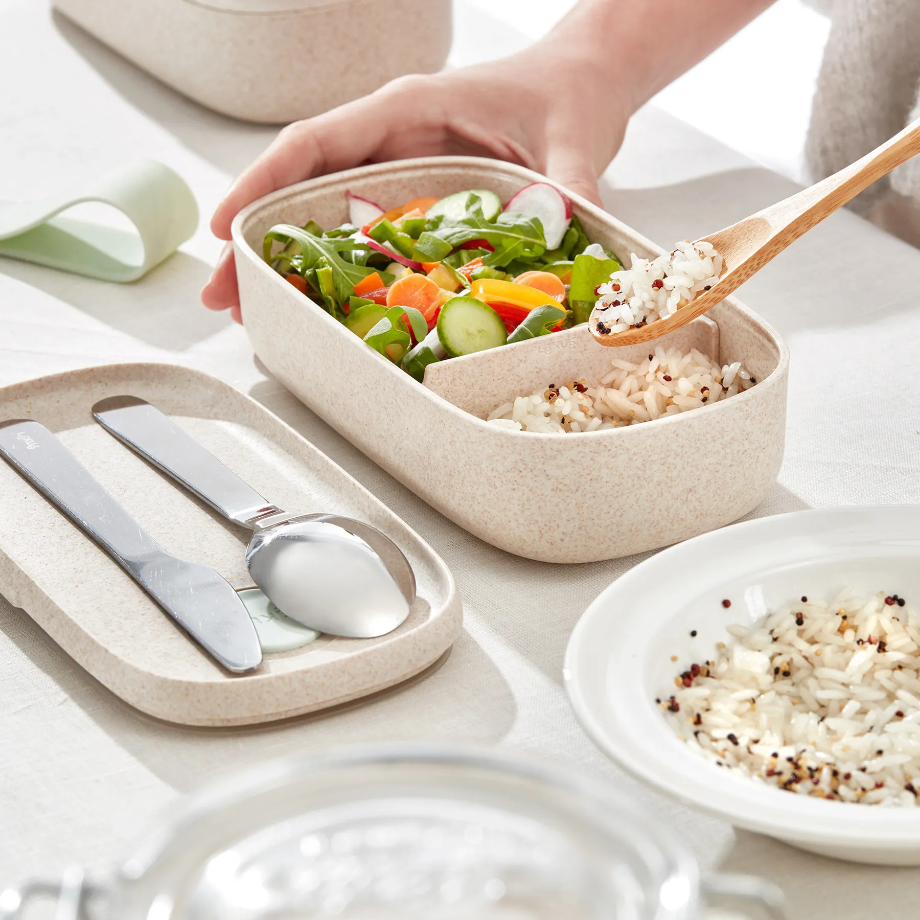 Lunchbox TO GO 2 x 500 ml, doppelt, cremig, Lékué