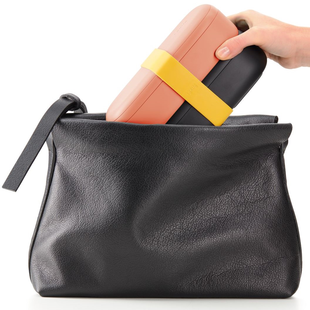 Lunchbox TO GO 2 x 500 ml, doppelt, Coral/Schwarz, Lékué