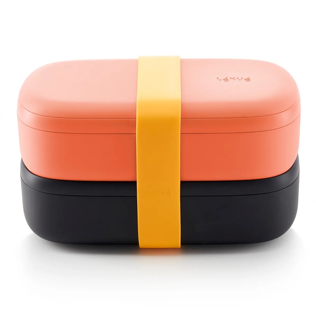 Lunchbox TO GO 2 x 500 ml, doppelt, Coral/Schwarz, Lékué