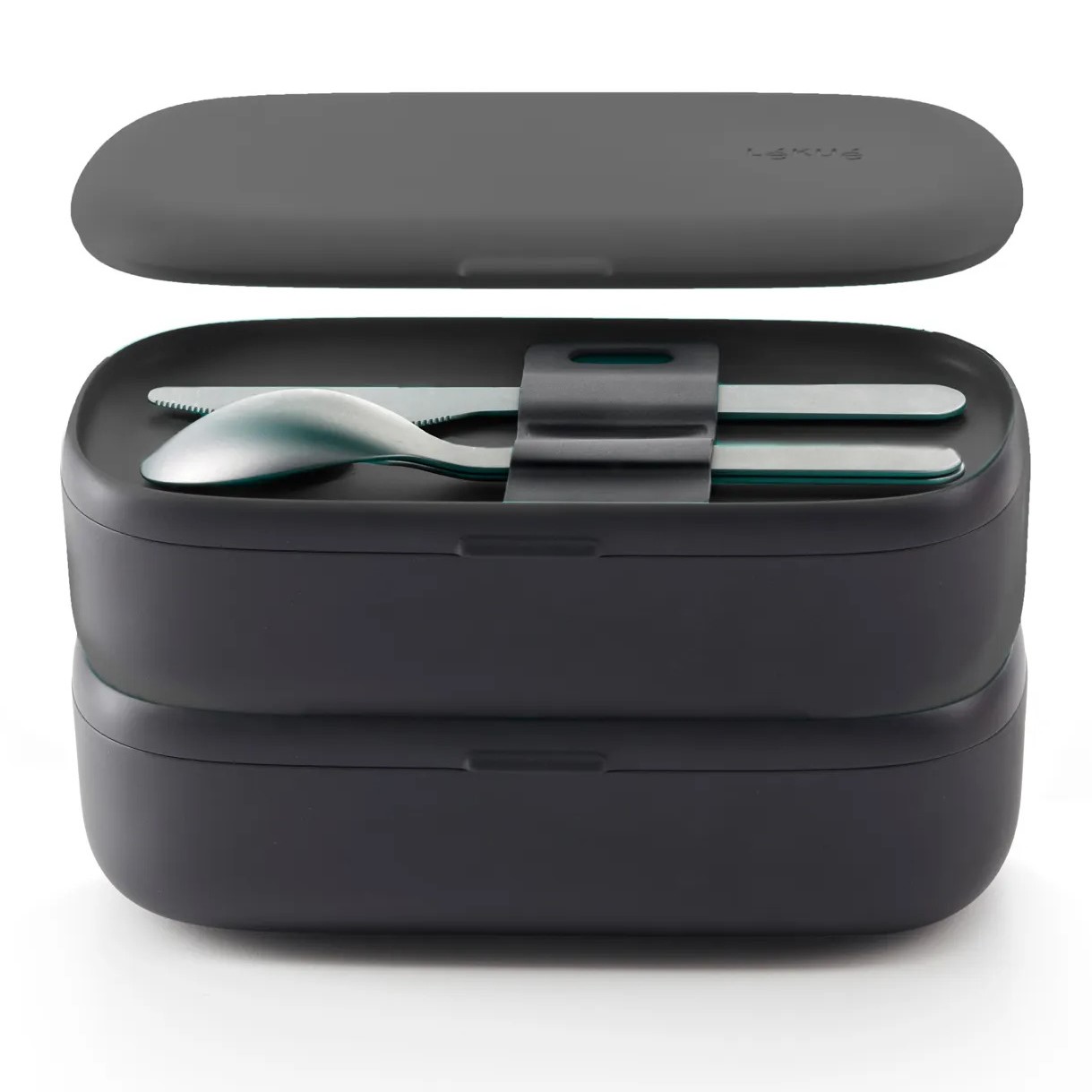Lunchbox TO GO 2 x 500 ml, doppelt, schwarz, Lékué