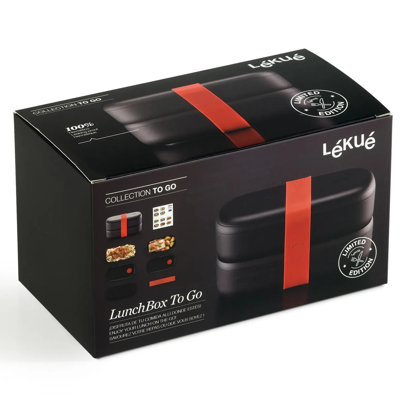 Lunchbox TO GO 2 x 500 ml, doppelt, schwarz, Lékué