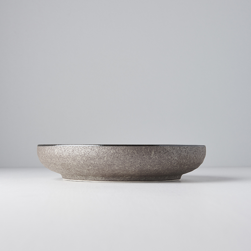 Dessertteller EARTH BLACK 22 cm, hoher Rand, MIJ