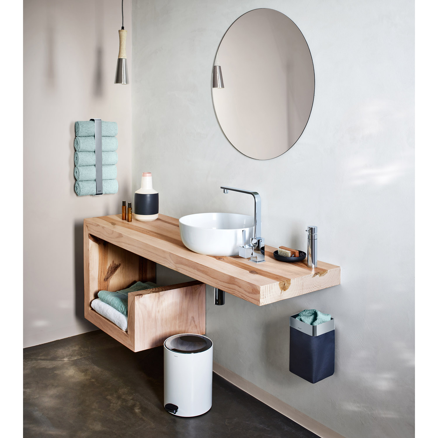 NEXIO Wandtuchkorb matt Taupe Blomus