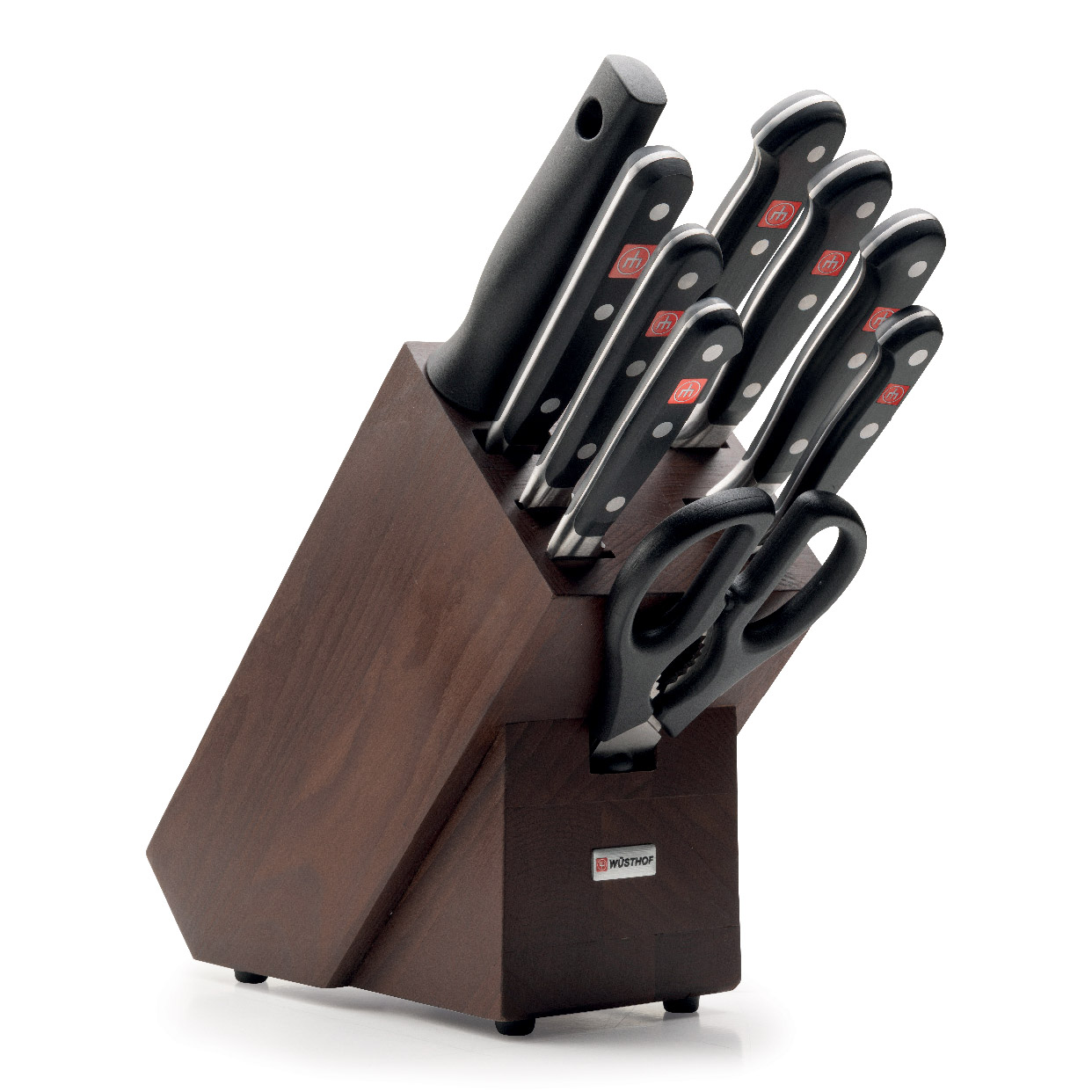 Messerblock Set CLASSIC, 10-teilig, mit Wetzstahl, Schere und Fleischgabel, braun, Wüsthof