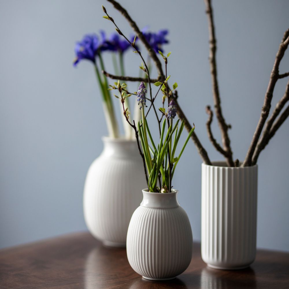 Vase 20 cm, weiß, Porzellan, Lyngby