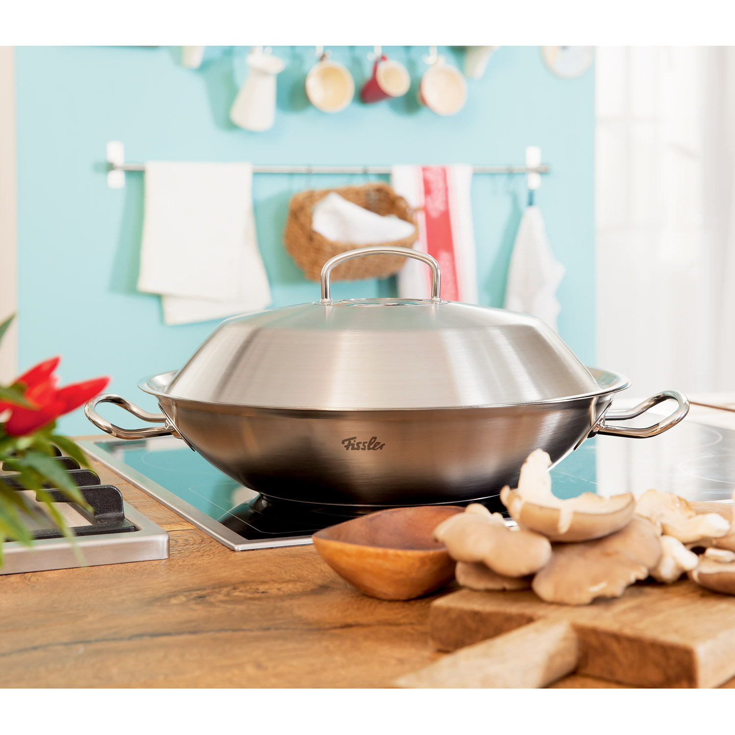 Wok ORIGINAL PROFI COLLECTION 35 cm, Edelstahl-Deckel, Fissler