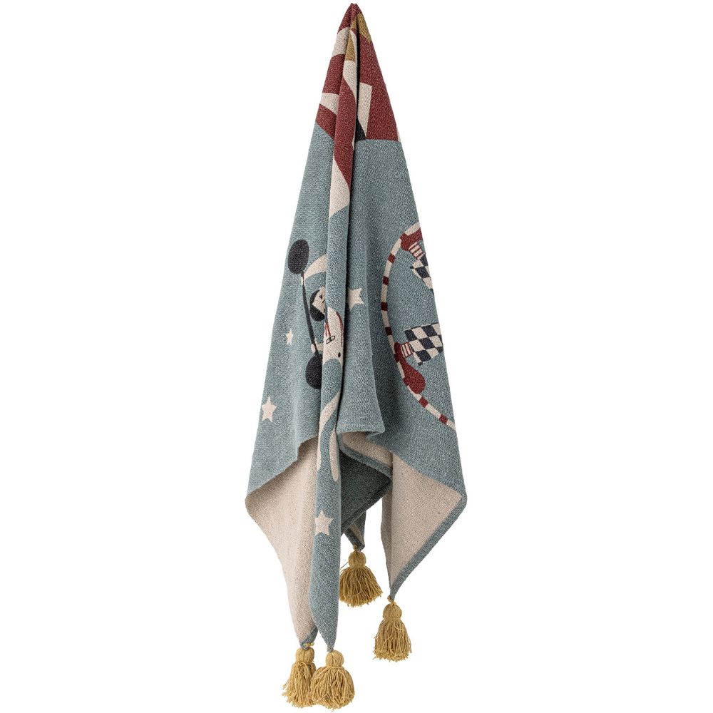 Kinderdecke PRANA 160 x 130 cm, blau, Baumwolle, Bloomingville