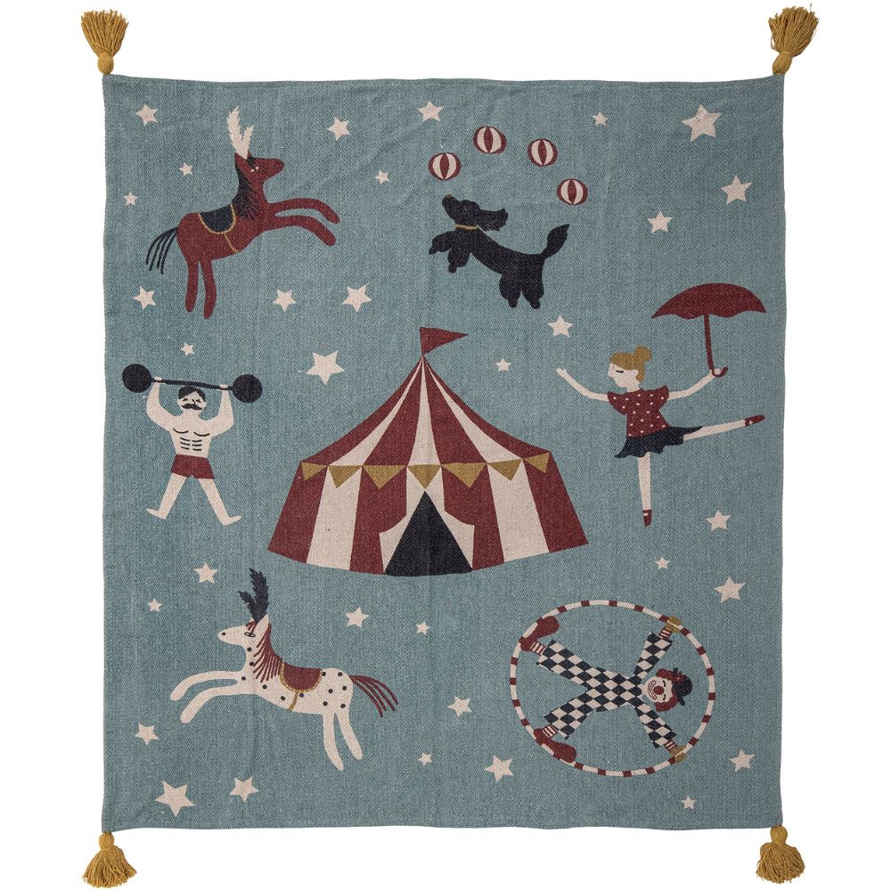 Kinderdecke PRANA 160 x 130 cm, blau, Baumwolle, Bloomingville