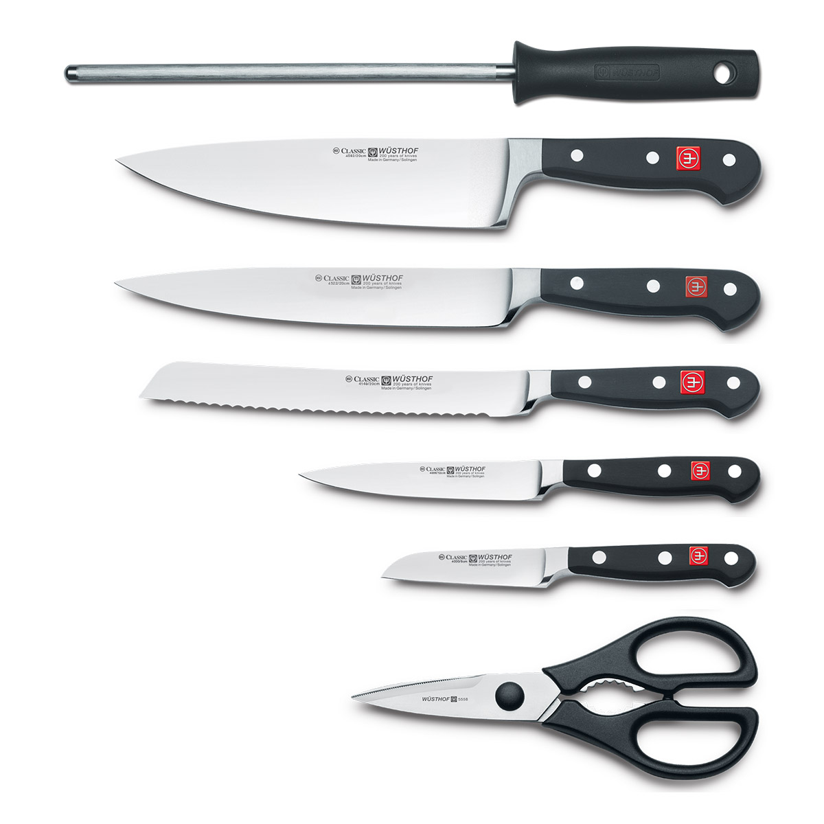 Messerblock Set CLASSIC, 8-teilig, mit Wetzstahl und Schere, dunkles Holz, Wüsthof