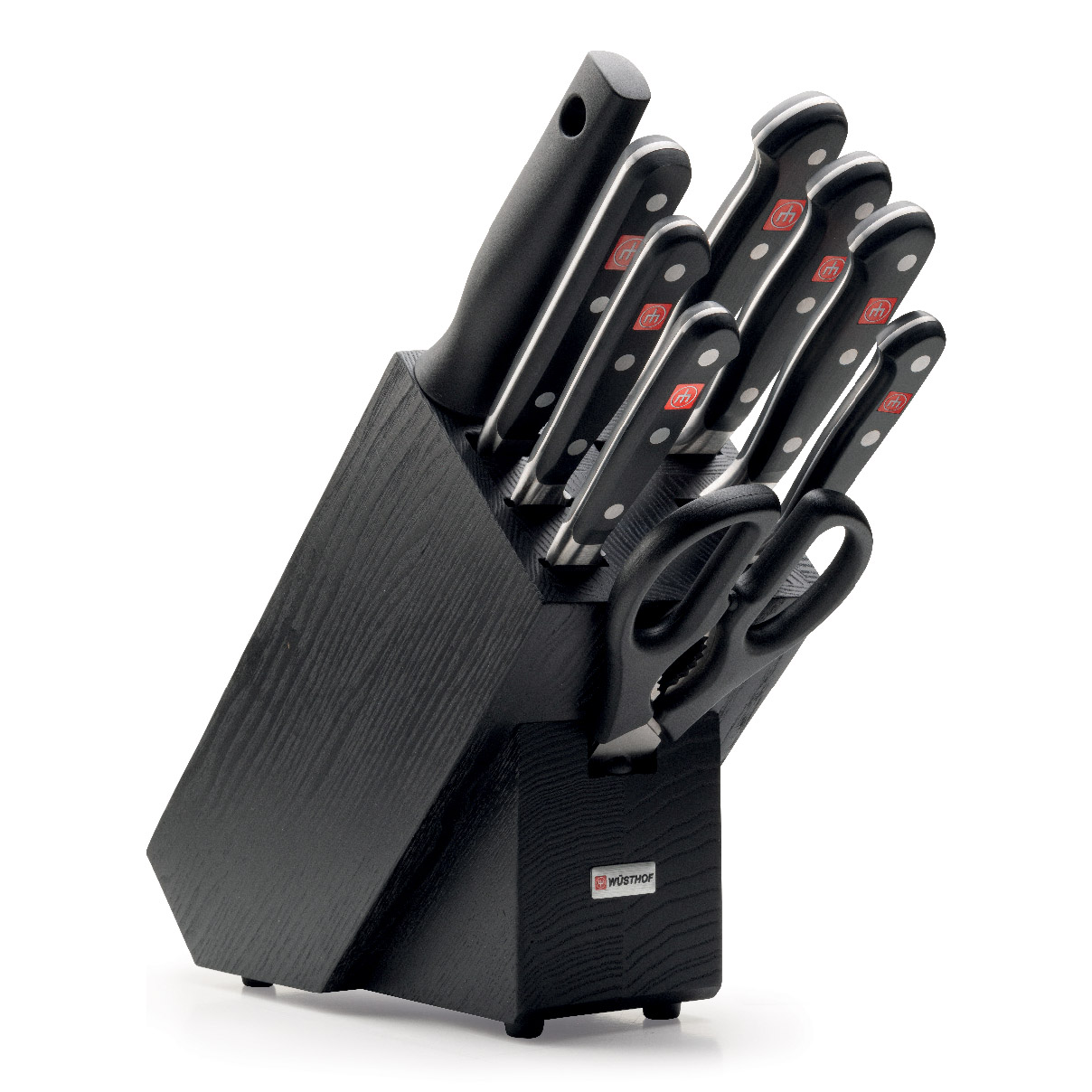 Messerblock Set CLASSIC, 10-teilig, mit Wetzstahl, Schere und Fleischgabel, schwarz, Wüsthof