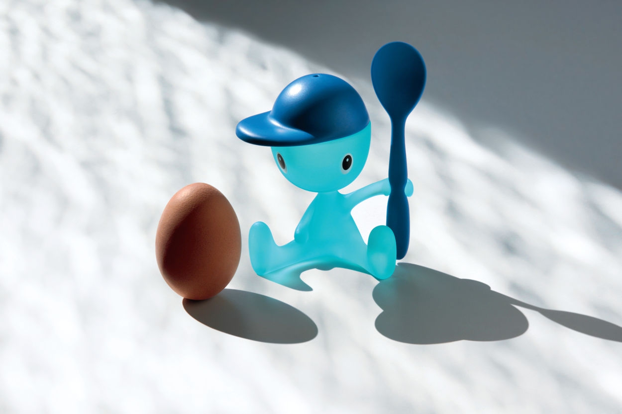 Eierbecher CICO, mit Löffel, blau, Alessi