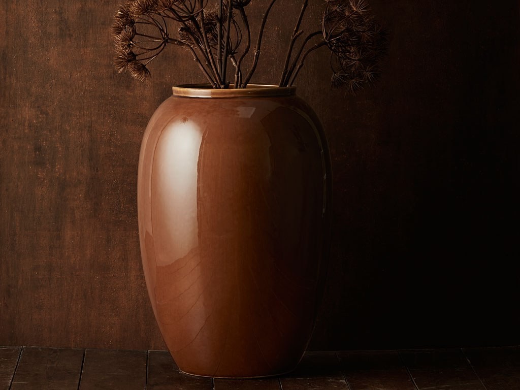 Vase 50 cm, Bernstein, Steinzeug, Bitz
