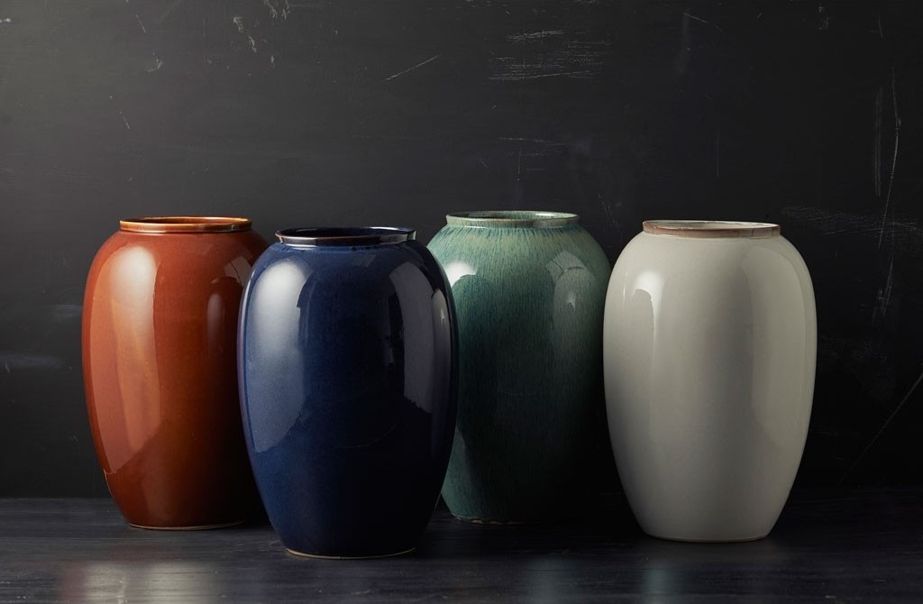 Vase 50 cm, Bernstein, Steinzeug, Bitz