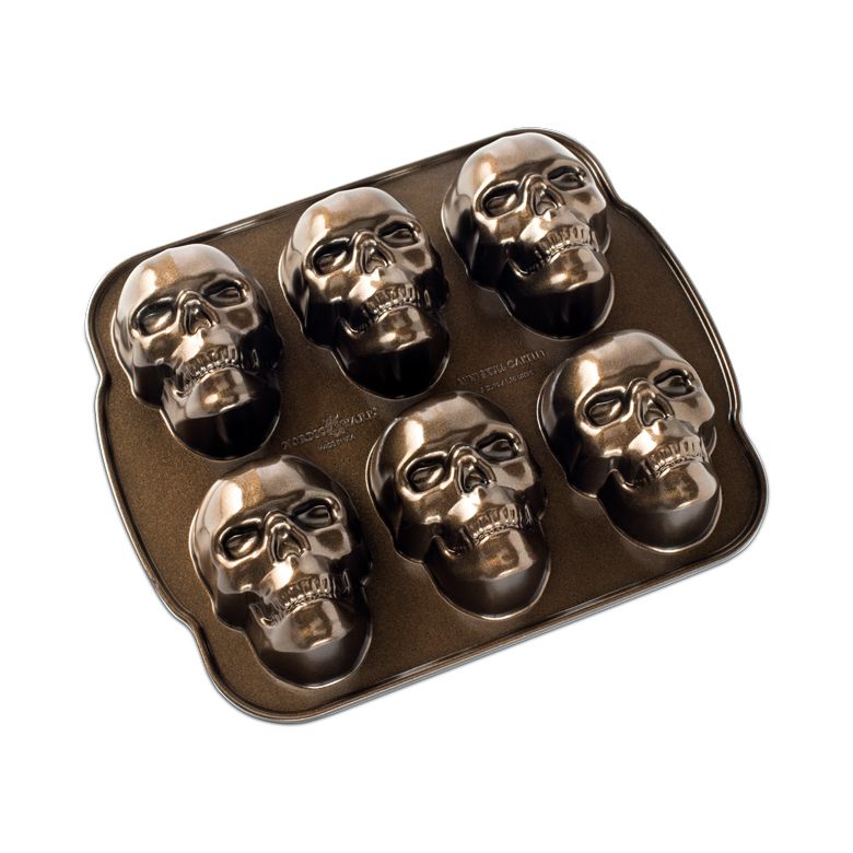 Backform Totenschädelform HAUNTED SKULL, für 6 Torten, Bronze, Nordic Ware