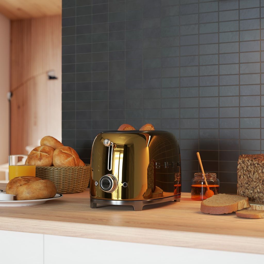 Toaster TSF01GOEU, 2 Scheiben, Gold, Smeg