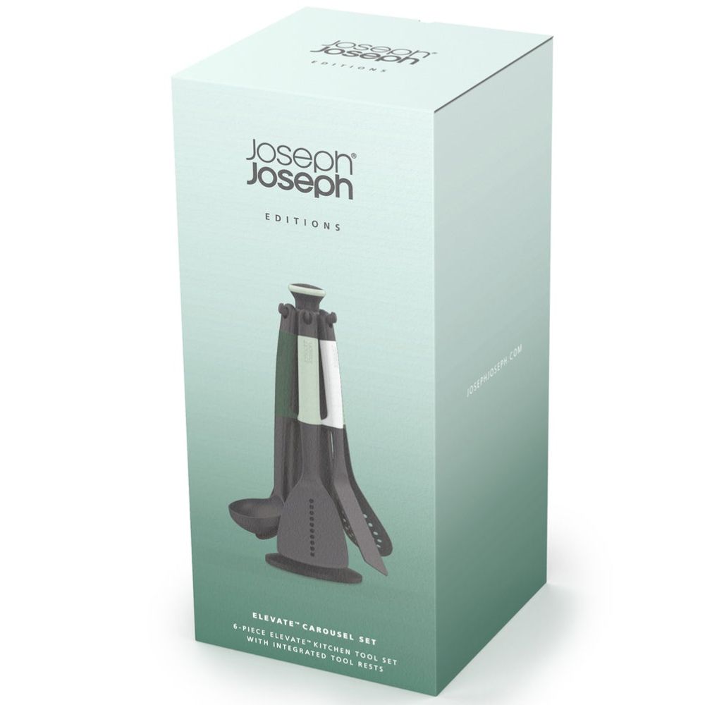 Utensilien-Set ELEVATE 10540, 6-teilig, mit Drehständer, grau / grün, Joseph Joseph