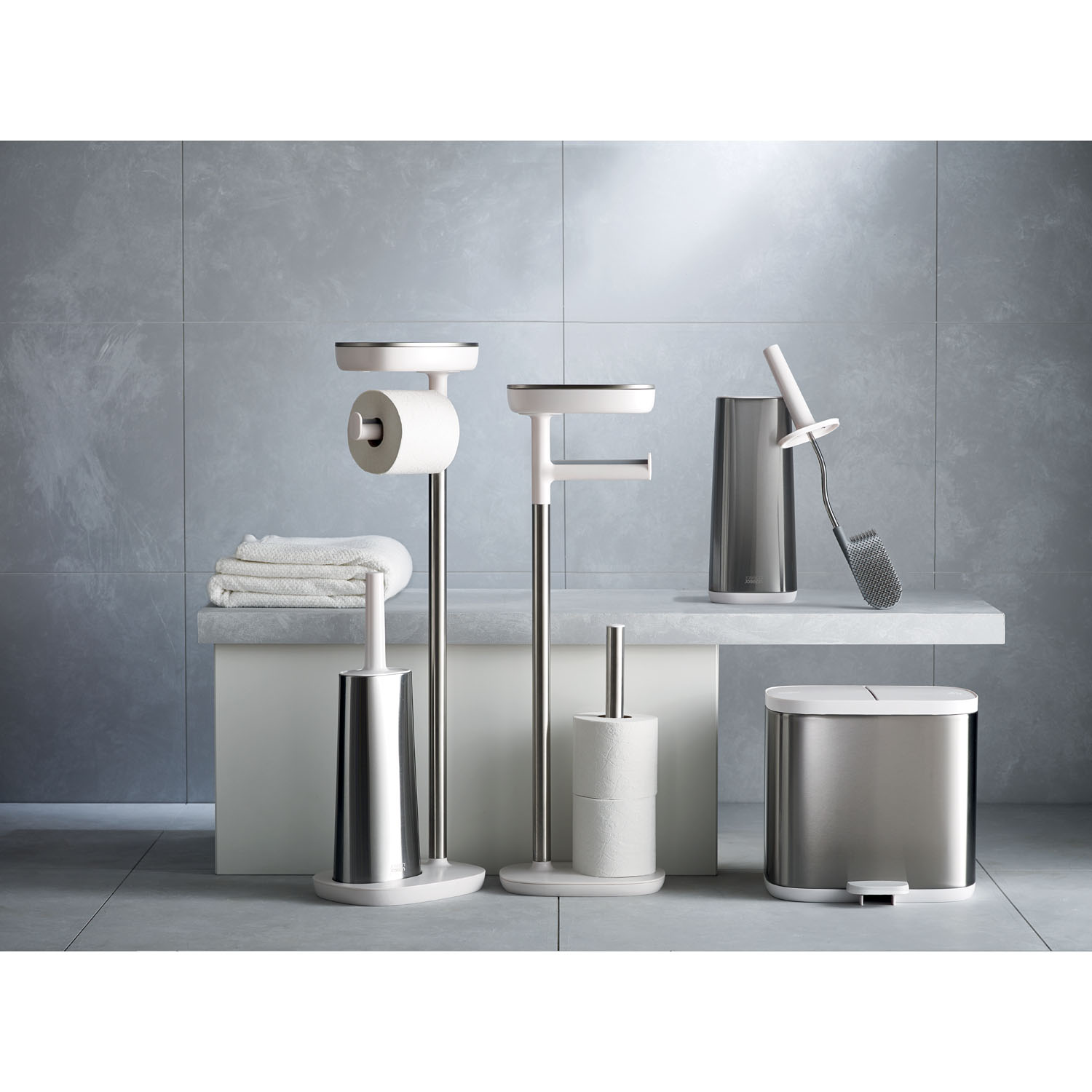 WC Bürstengarnitur FLEX STEEL 70517 weiß/Edelstahl, Joseph Joseph