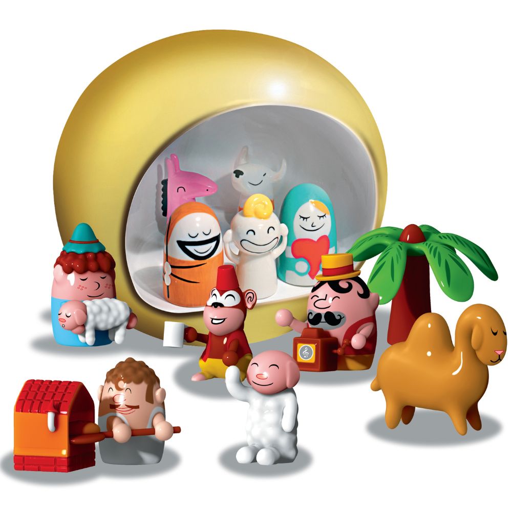 Porzellankrippe PRESEPE Alessi, 6-teilig, gold