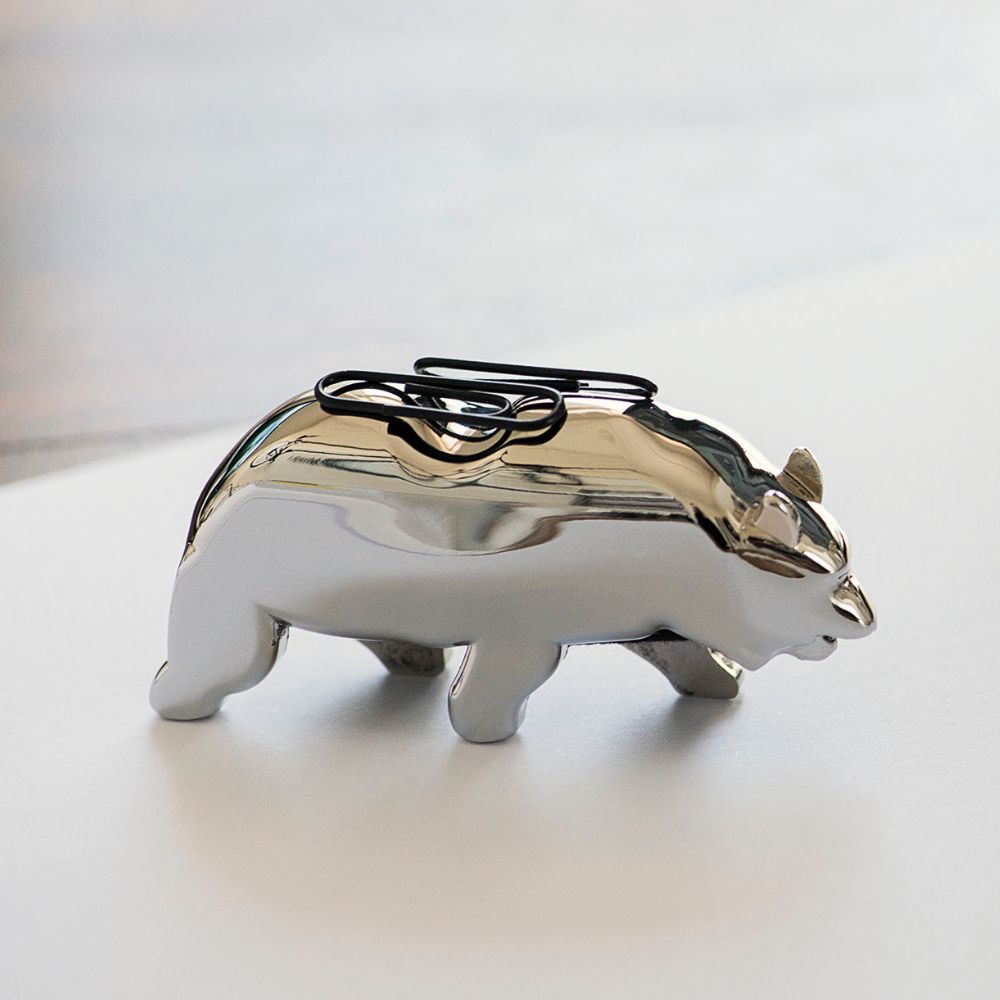 Büroklammerhalter BULL & BEAR, 2er-Set, Nickel, poliert, Philippi